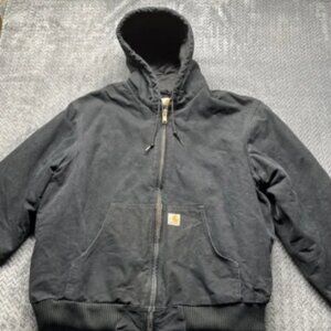 Carhartt Hooded Canvas Jacket XL Insulated Black J140 Union Made‎ USA Helmets